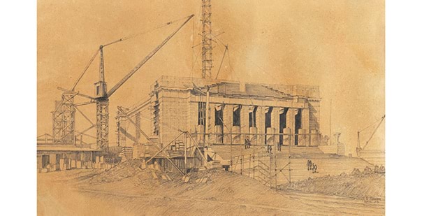 Shrine under construction 1931 by Philip Hudson Shrine of Remembrance Collection