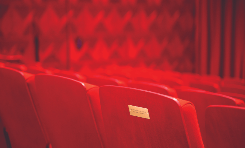 A seat plaque in the Shrine of Remembrance auditorium