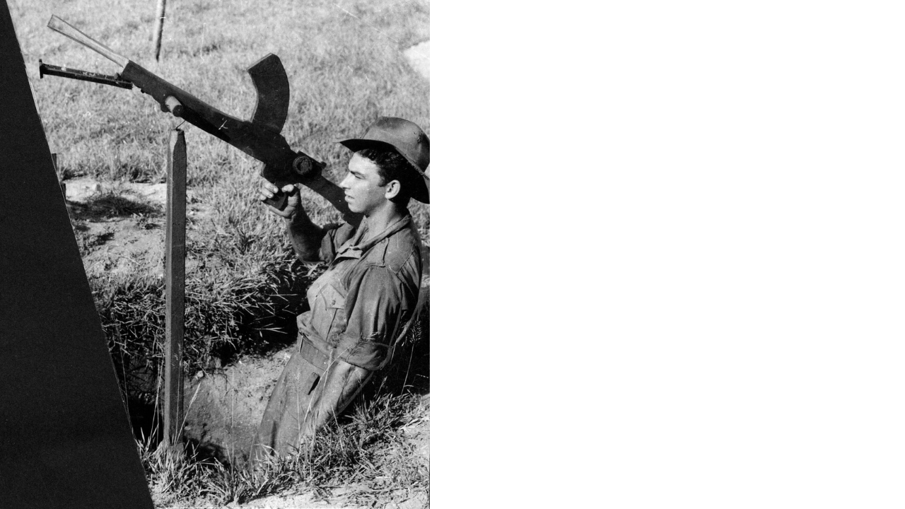 Wooden Bren gun used as part of deception on Goodenough Island, 1943