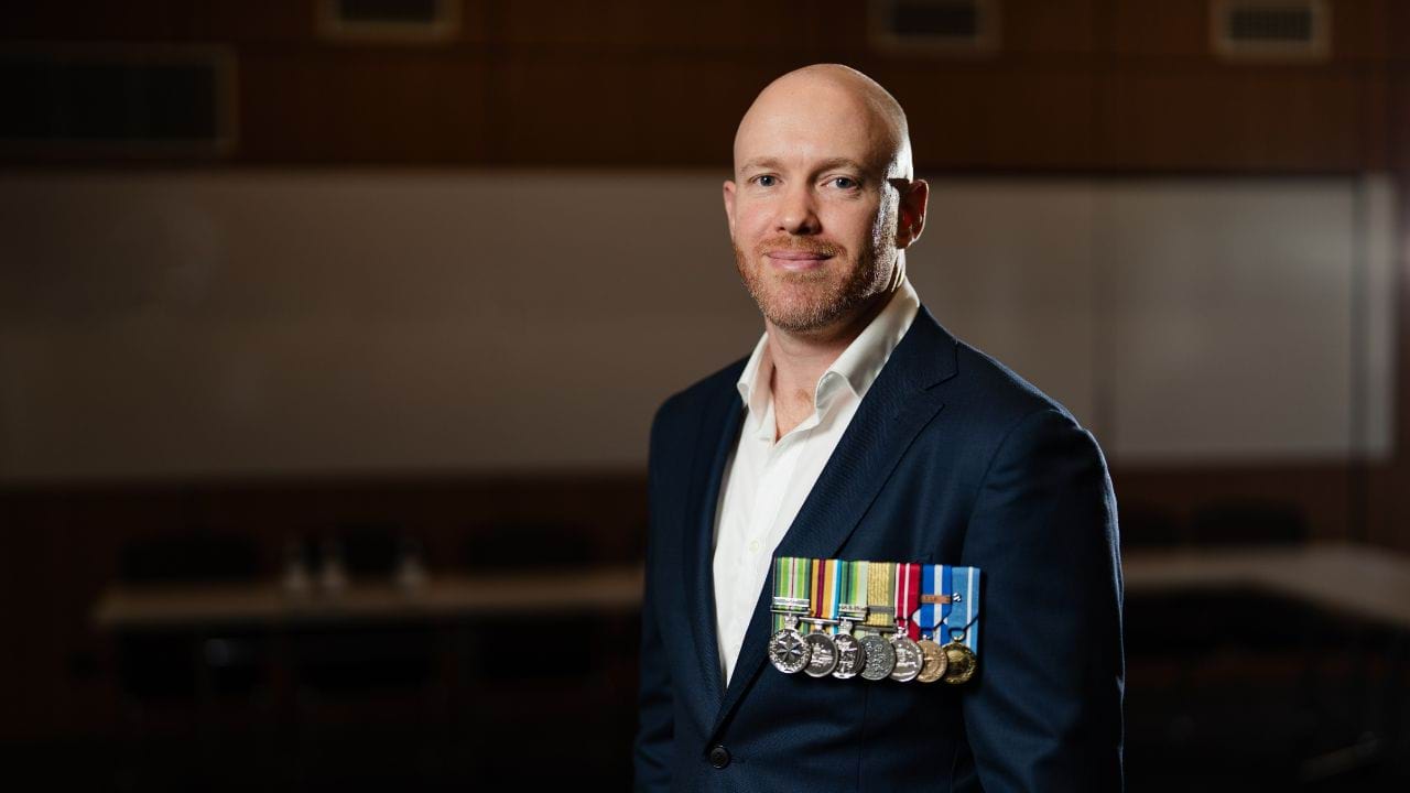 Portrait of Steve Cotterill, a former Australian Army Cavalry Officer with 14 years of service across the 2nd Cavalry Regiment, Royal Military College, Special Operations Headquarters and the United Nations Truce Supervision Organisation.